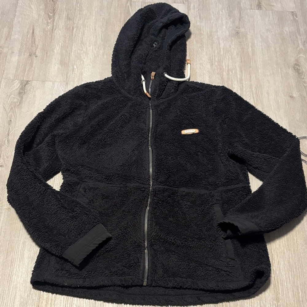 Lippi Black Fleece Hoodie‎ with Zip Closure